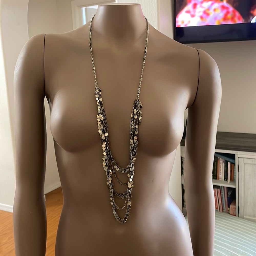 boho multi chain icing necklace gold and silver
